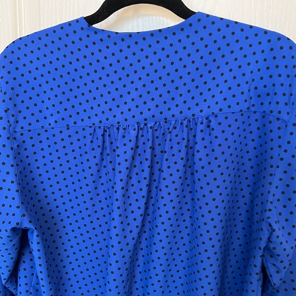 Vintage Cobalt Blue Polka Dot Polkadots blouse Size 12 - Picture 7 of 7